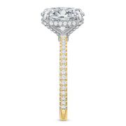Modern Classic Solitaire Diamond Semi-Mount Ring in 18K Yellow Gold and Platinum for Oval Center, Size 6
