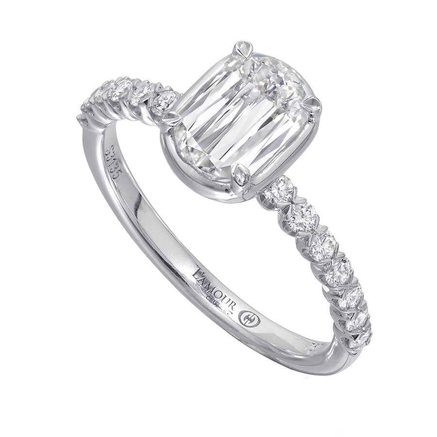 L'Amour Oval Diamond Engagement Ring in 14K White Gold