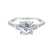Hidden Halo Three Stone Pear Diamond Engagement Ring Setting