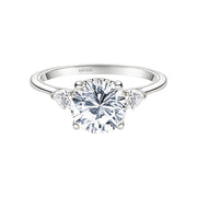 Hidden Halo Classic Three Stone Engagement Ring Setting