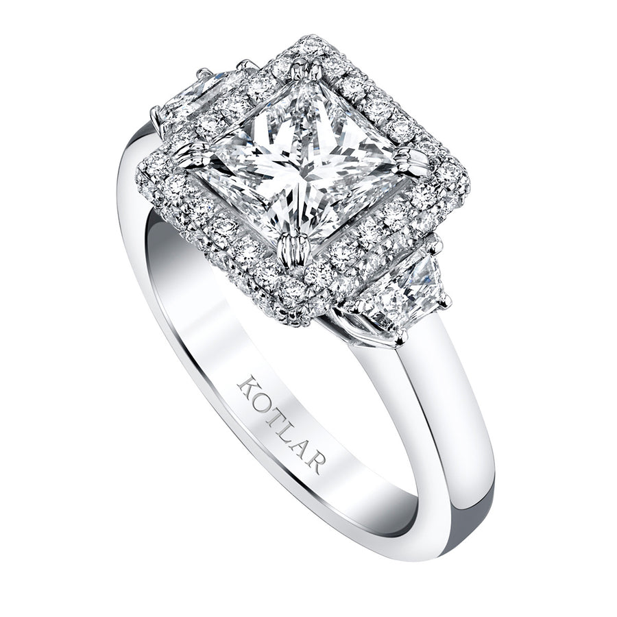 Classico Diamond Halo Ring in Platinum, Size 6