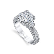Platinum Scallop Kotlar Cushion Diamond Ring