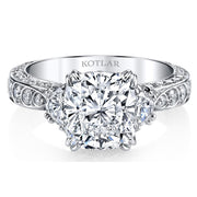 Platinum Scallop Kotlar Cushion Diamond Ring