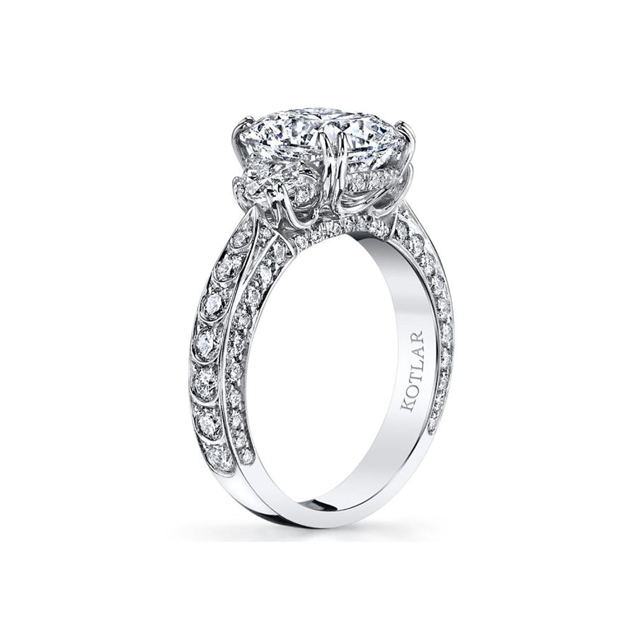 Platinum Scallop Kotlar Cushion Diamond Ring