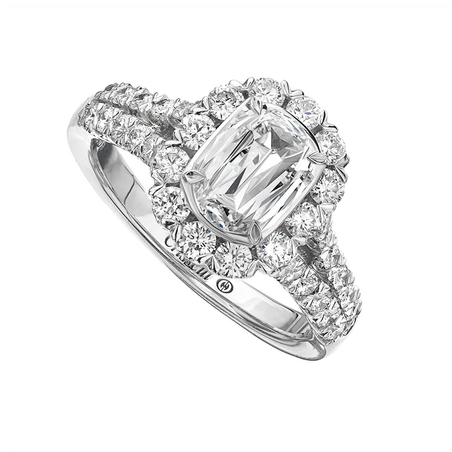 L'Amour Crisscut Diamond Halo Engagement Ring