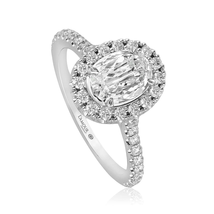 L'Amour Crisscut Oval Diamond Engagement Ring