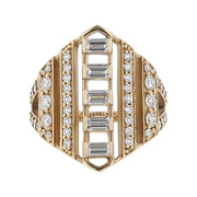 Moderne Ring with Baguette and Round Brilliant Cut Diamonds