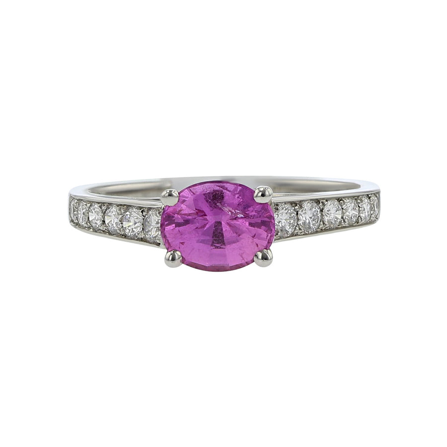 Platinum Pink Sapphire and Diamond Ring