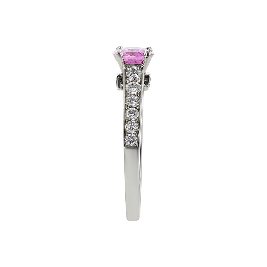 Platinum Pink Sapphire and Diamond Ring