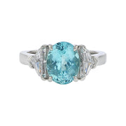 Mozambique Tourmaline and Diamond 3-Stone Ring