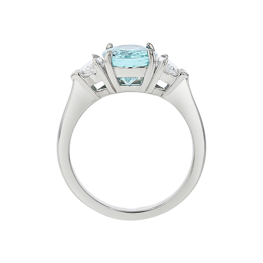 Mozambique Tourmaline and Diamond 3-Stone Ring