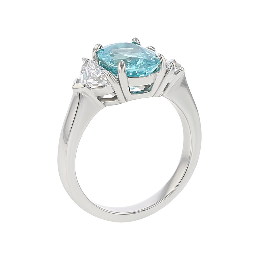 Mozambique Tourmaline and Diamond 3-Stone Ring