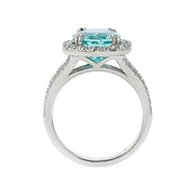 Mozambique Tourmaline and Diamond Halo Ring