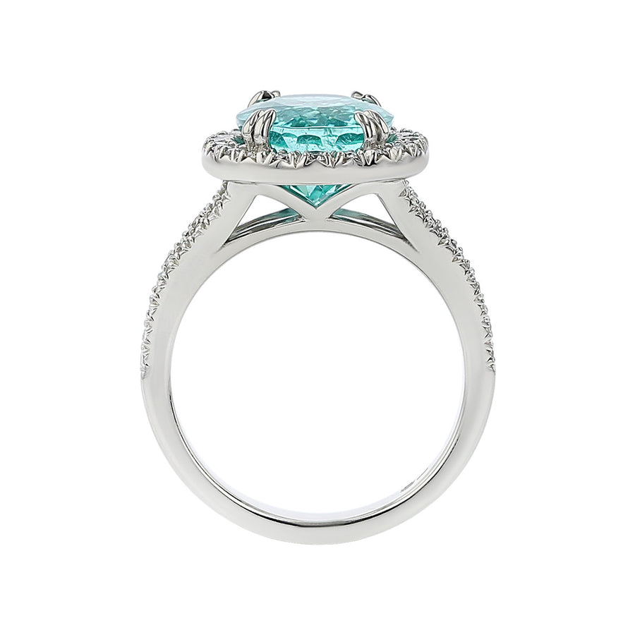 Mozambique Tourmaline and Diamond Halo Ring