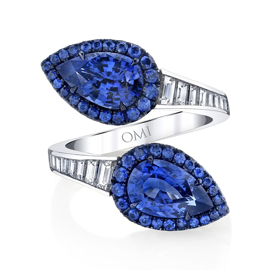 Sapphire and Diamond Bypass Ring