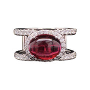 Rubellite Cabochon Ring