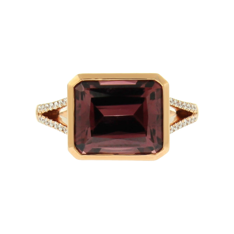 Spiced Zircon 18K Rose Gold Ring with Diamonds