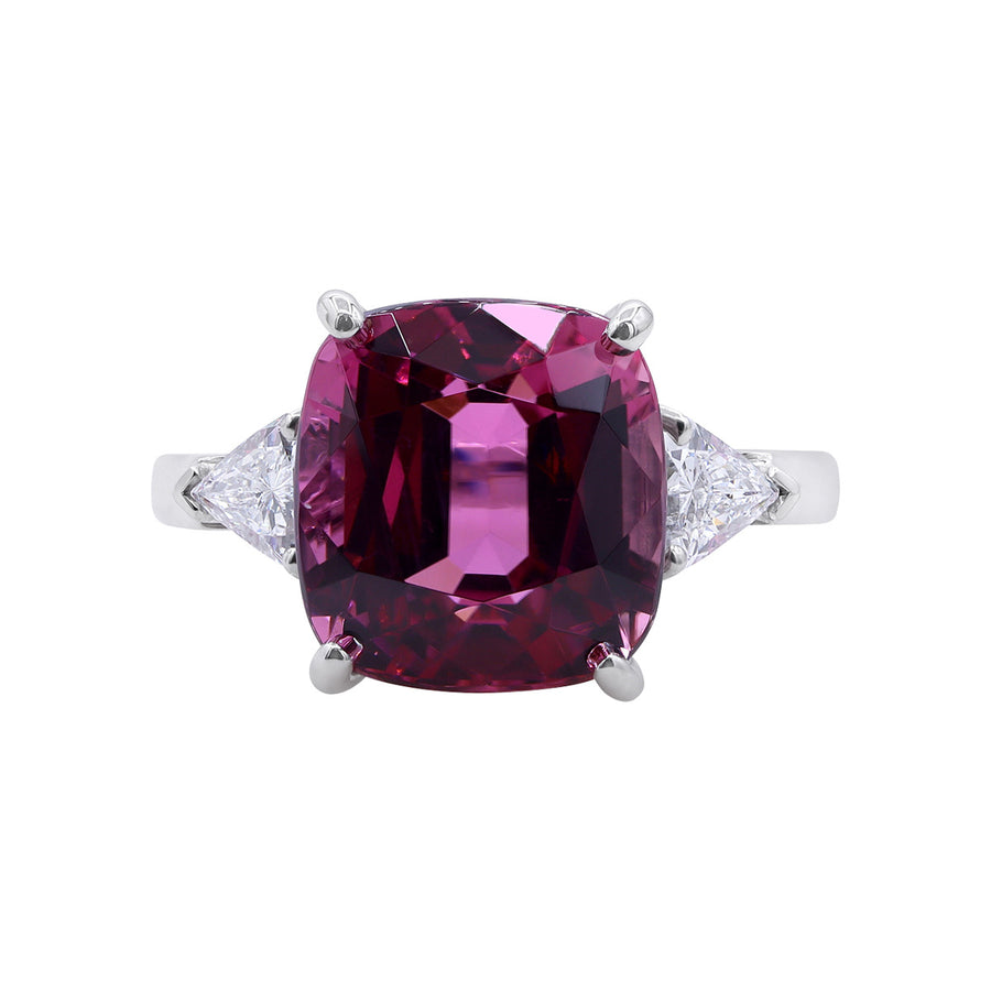 Pink Tourmaline and Diamond 3-Stone Ring