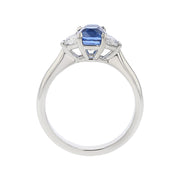 Tanzanian Blue Spinel and Diamond 3-Stone Ring