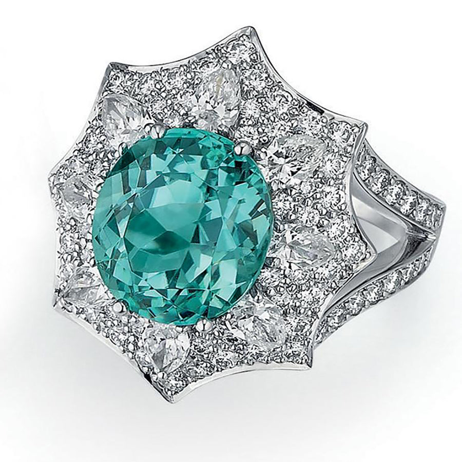 Platinum Paraiba Tourmaline Diamond Ring