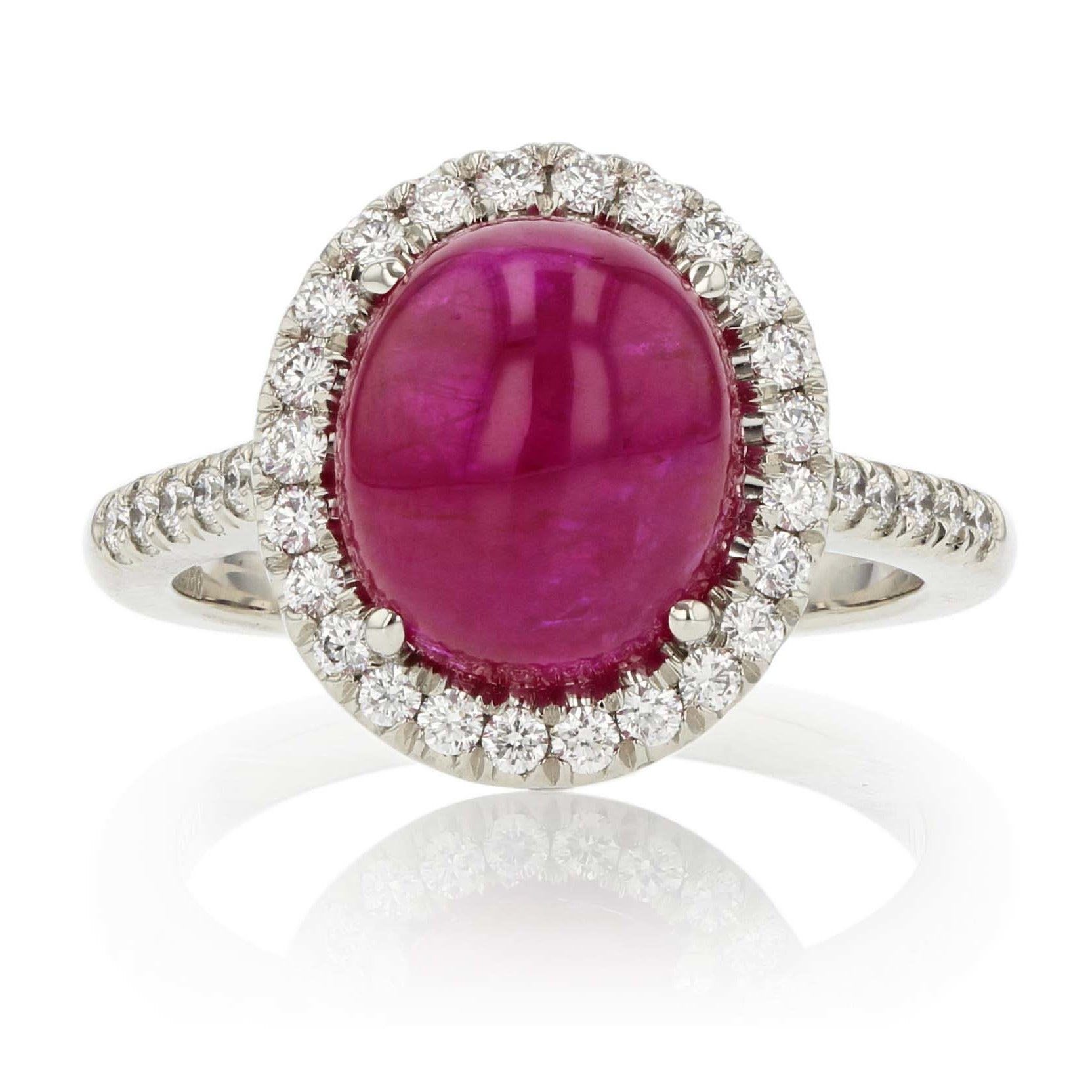 Estate 18K Yellow Gold Oval Cabochon Ruby Ring