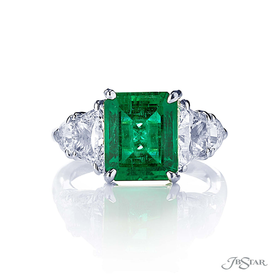 Platinum Emerald and Diamond Ring