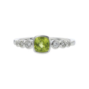 Peridot 14kt White Gold Ring with Diamonds