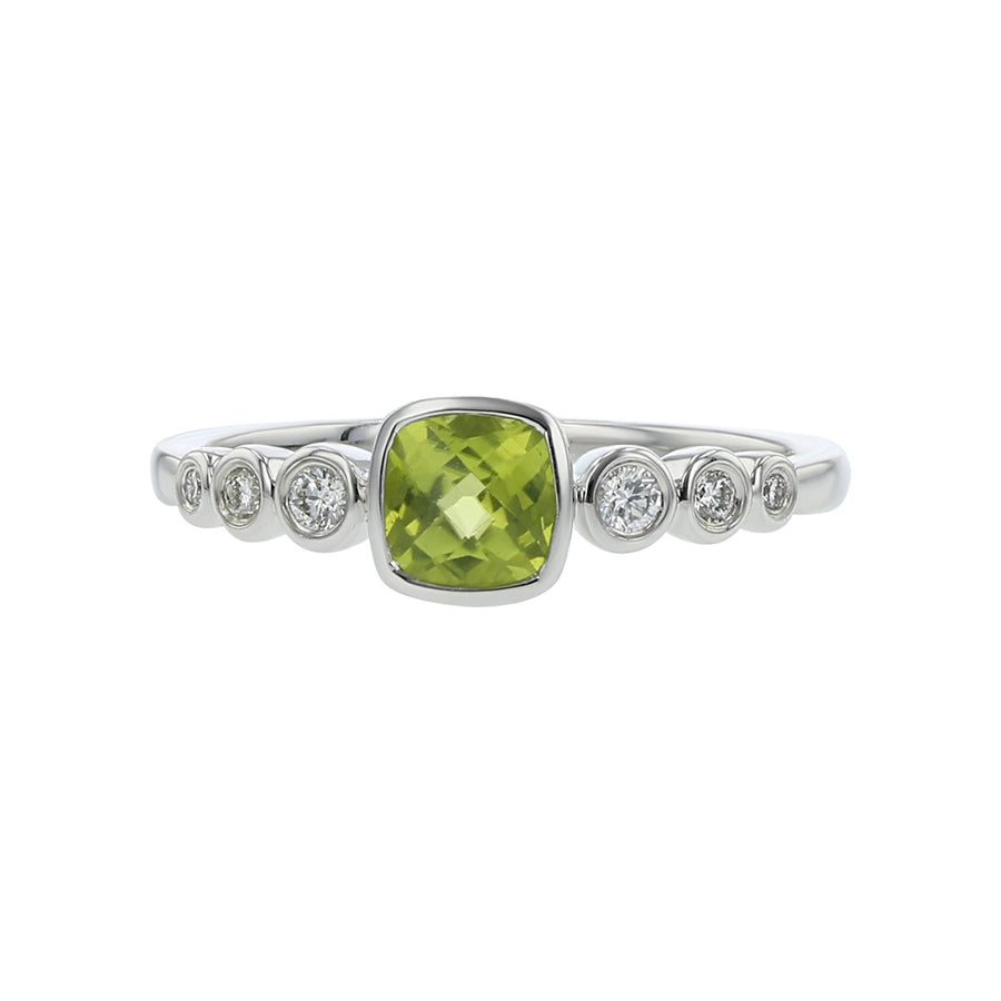 Peridot 14kt White Gold Ring with Diamonds