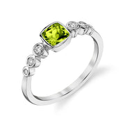 Peridot 14kt White Gold Ring with Diamonds