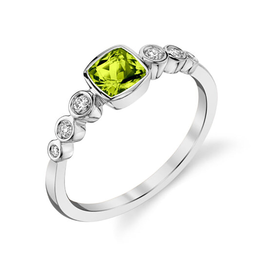 Peridot 14kt White Gold Ring with Diamonds