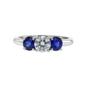 Platinum Diamond and Sapphire Engagement Ring Setting