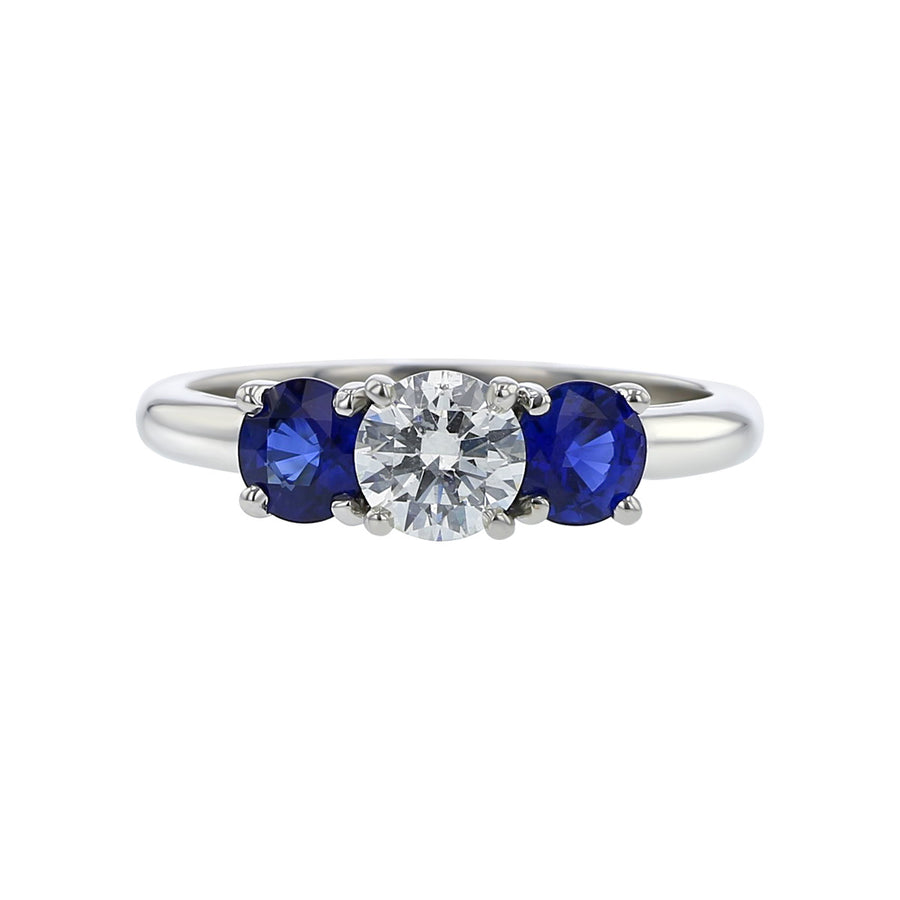 Platinum Diamond and Sapphire Engagement Ring Setting