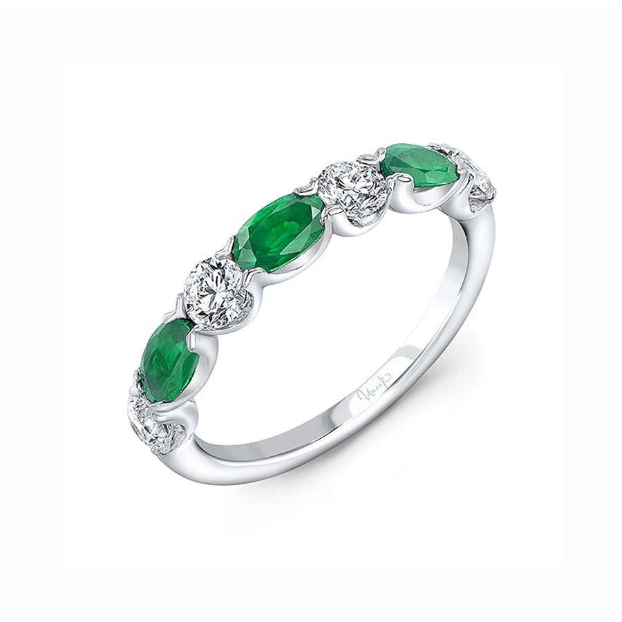 Emerald Wedding Band in 14K White Gold