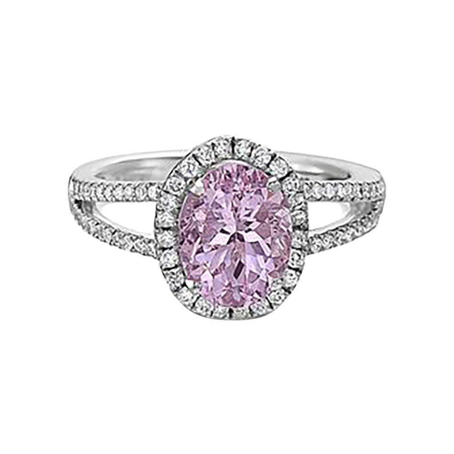 Pastel Morganite Diamond Split Band Oval Ring