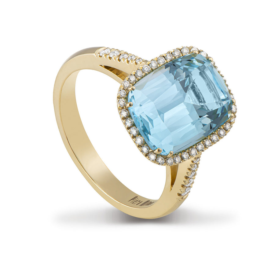 Ring with Sky Blue Topaz and Diamonds