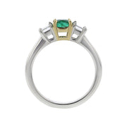 Zambian Emerald and Asscher Cut Diamond Ring