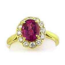 18K Gold Rubellite Diamond Ring