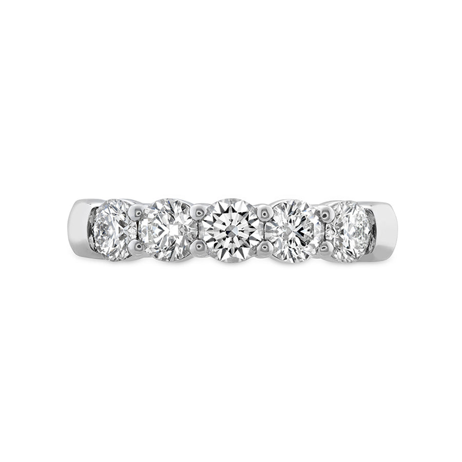 Signature 5-Stone Hearts On Fire Diamond Band in Platinum, Size 6.5