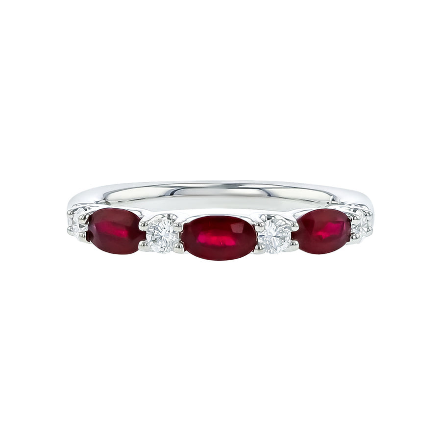 Ruby Diamond Ring in 18K White Gold