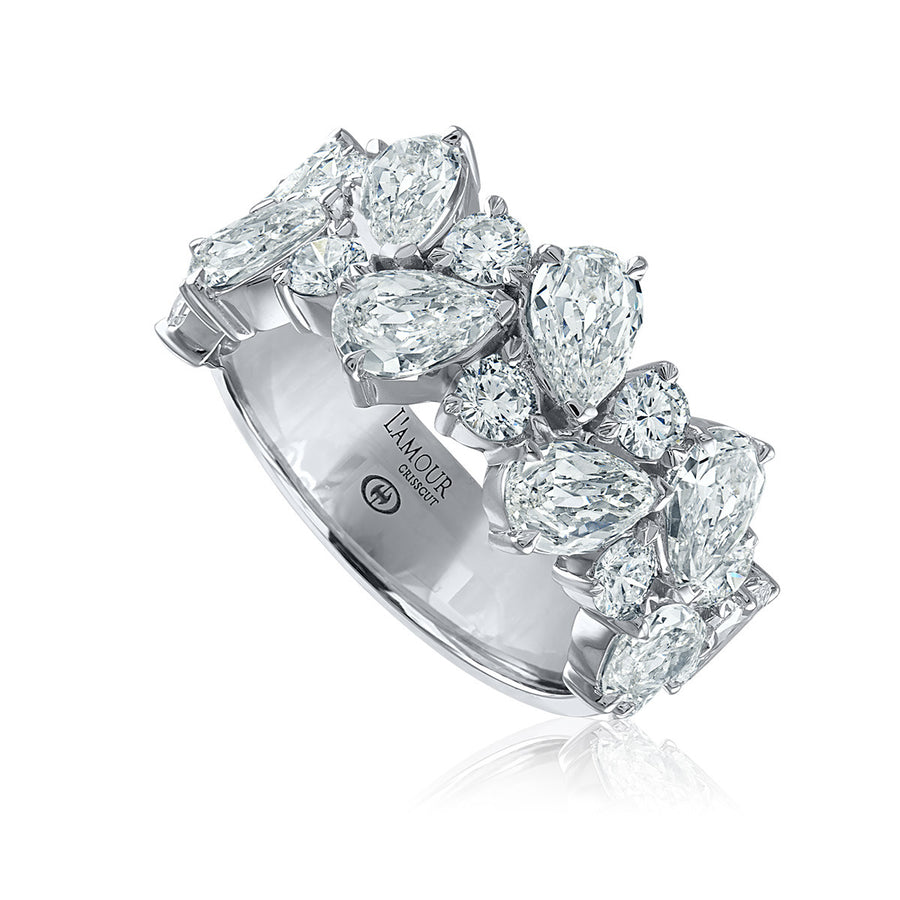 L'Amour Crisscut 2 Row Pear Shape Diamond Band