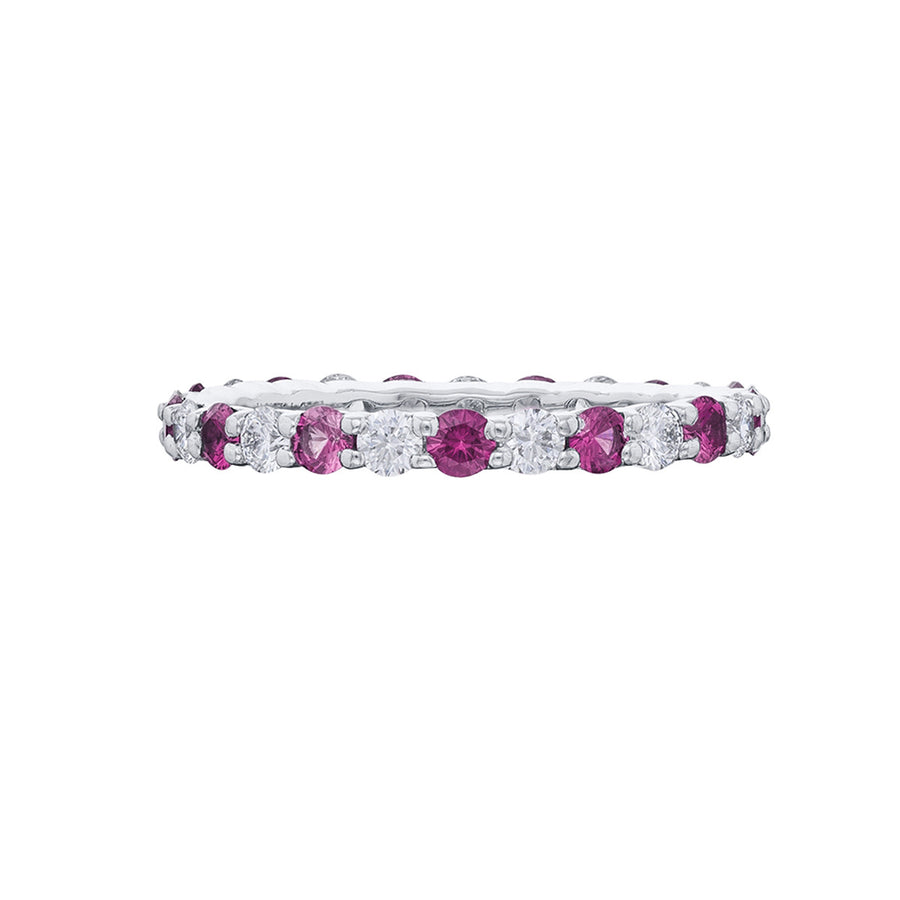 Platinum Pink Sapphire and Diamond Eternity Band