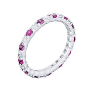 Platinum Pink Sapphire and Diamond Eternity Band