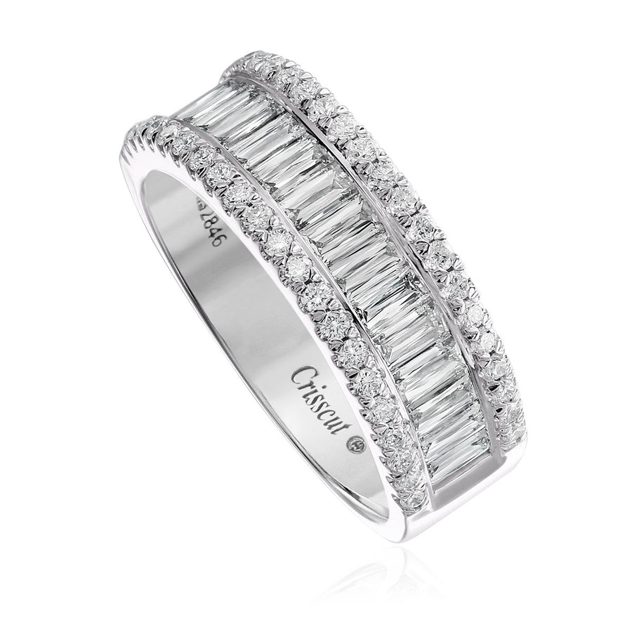 Crisscut 3 Row Diamond Wedding Band