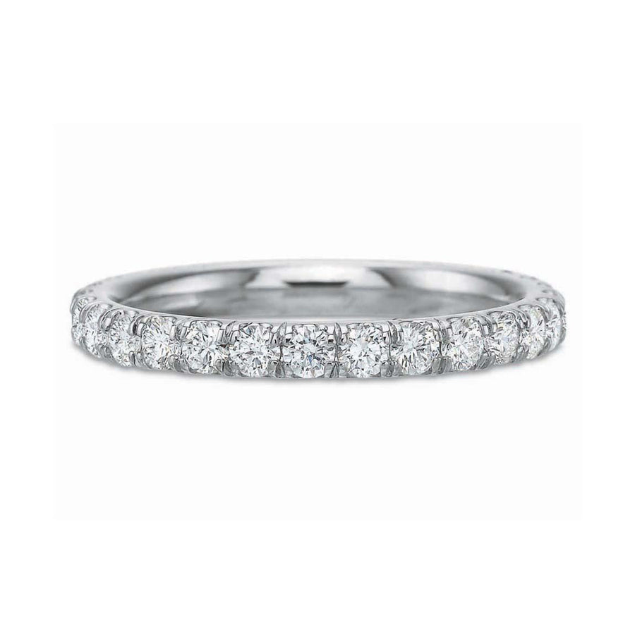 Comfort Fit Classic Diamond Prong Wedding Band in 18K White Gold, Size 6