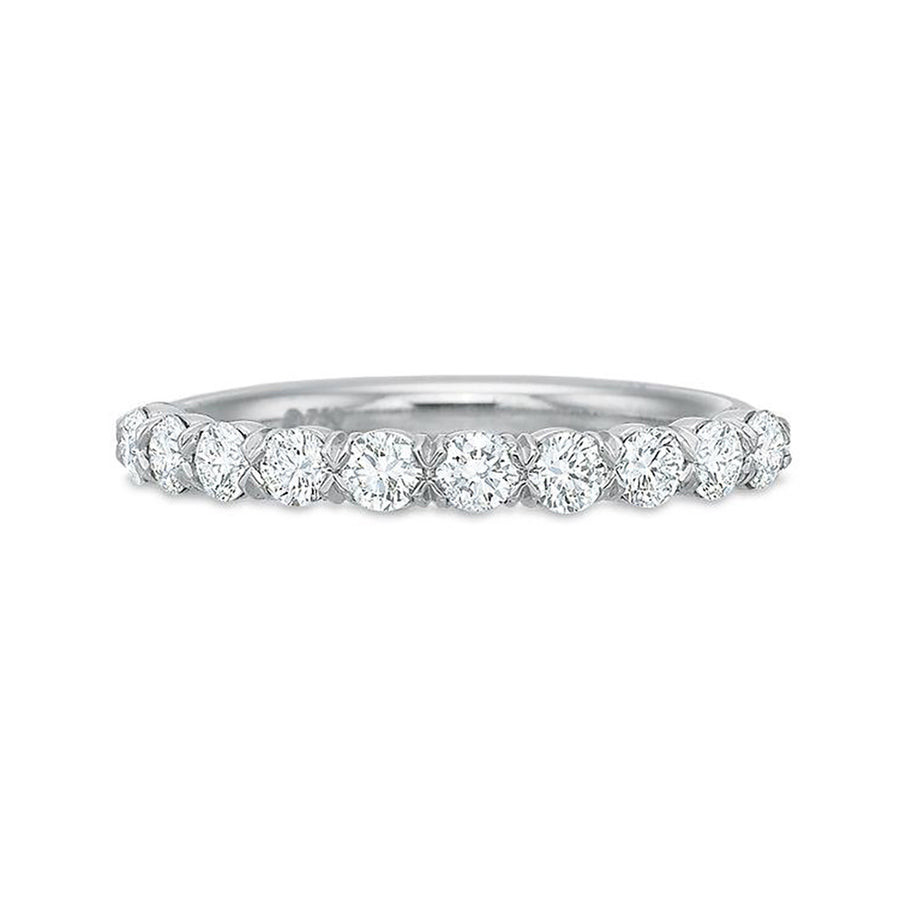 Flush Fit Diamond Halfway Band in 18K White Gold, Size 6