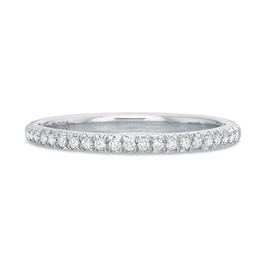 Modern Classic Diamond Wedding Band in 18K White Gold, Size 6