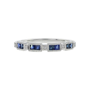 14K White Gold Sapphire and Diamond Band