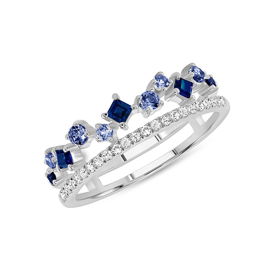 Blue Sapphire and Diamond Band
