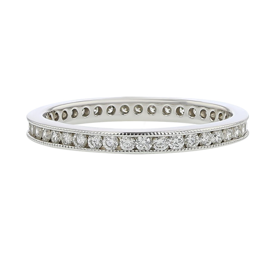 Milgrain Edge Diamond Eternity Band in 18K White Gold
