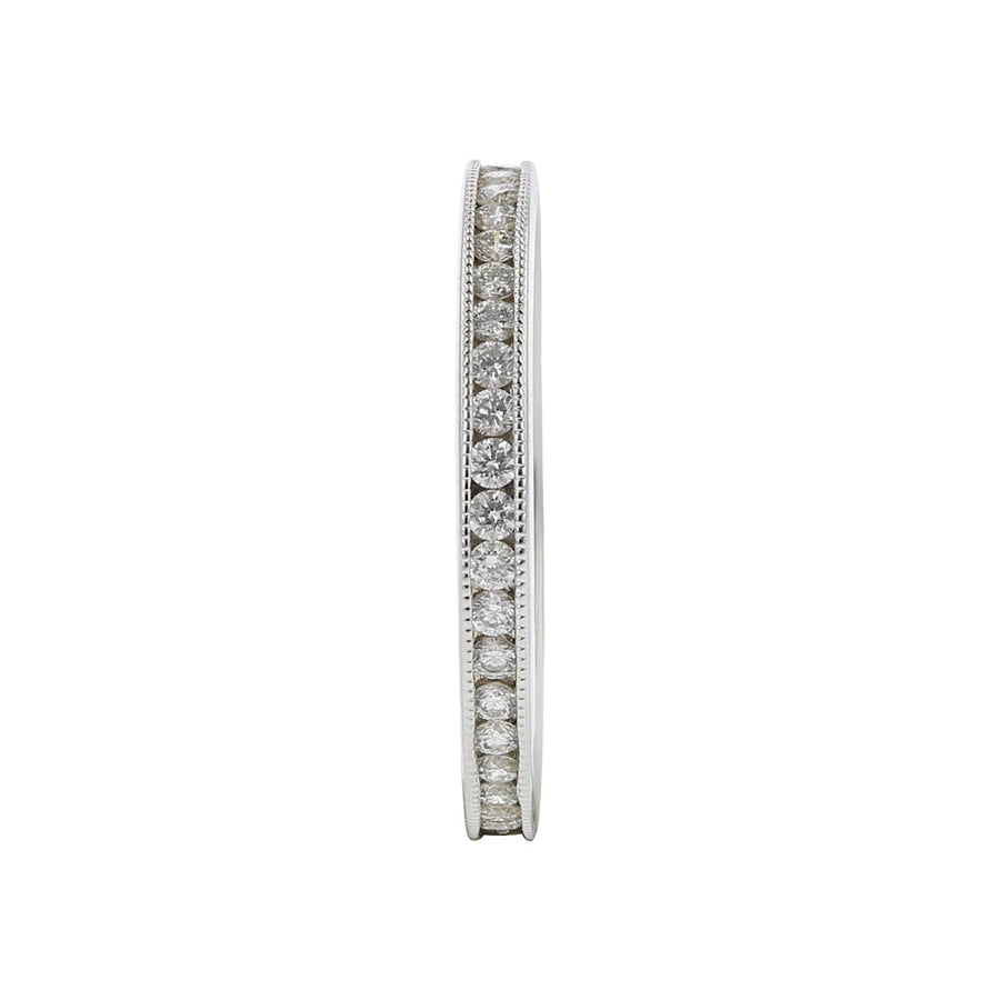 Milgrain Edge Diamond Eternity Band in 18K White Gold